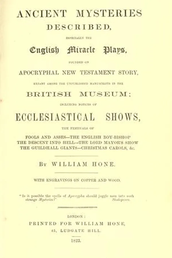 Capa de Ancient mysteries described, especially the English miracle plays, founded on apocryphal New Testament story..
