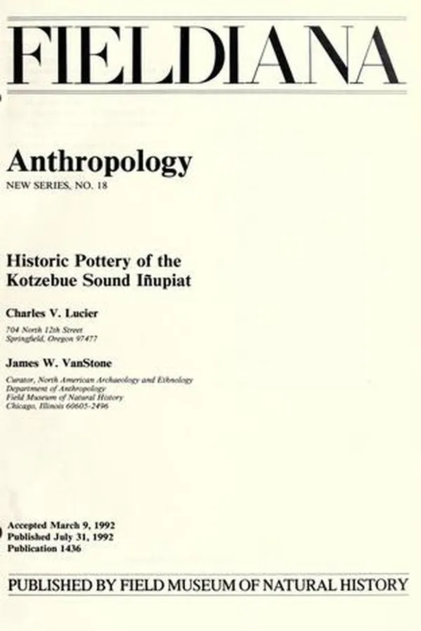 Capa de Historic pottery of the Kotzebue Sound Iänupiat