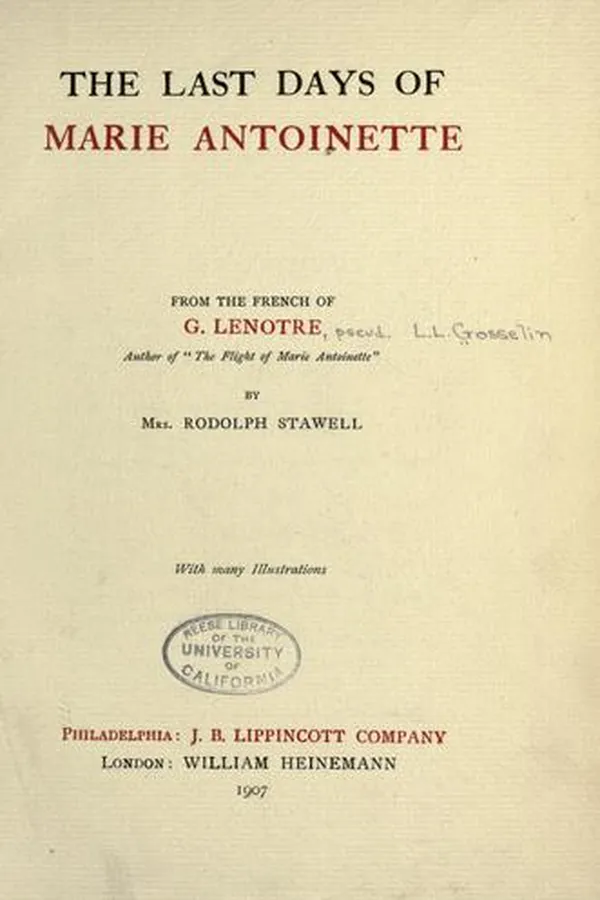 Capa de The last days of Marie Antoinete