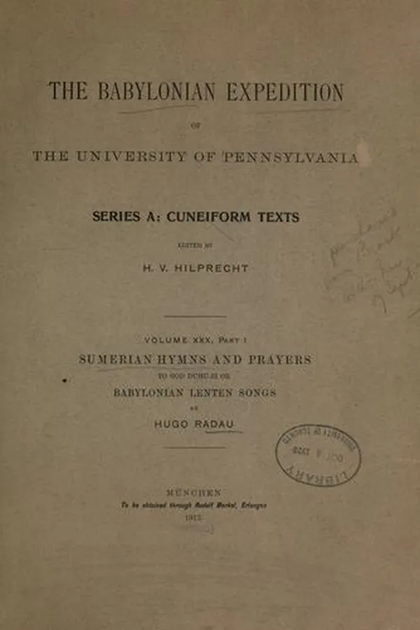 Capa de The Babylonian Expedition of the University of Pennsylvania. Series A: Cuneiform texts