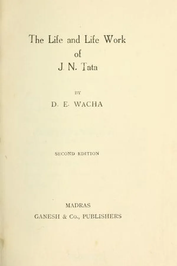 Capa de The life and life work of J.N. Tata