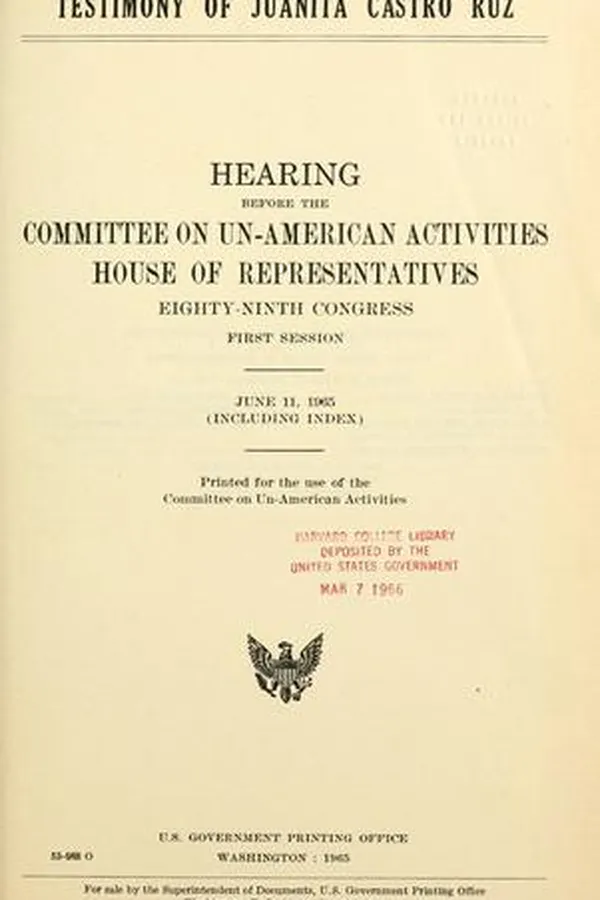 Capa de Testimony of Juanita Castro Ruz