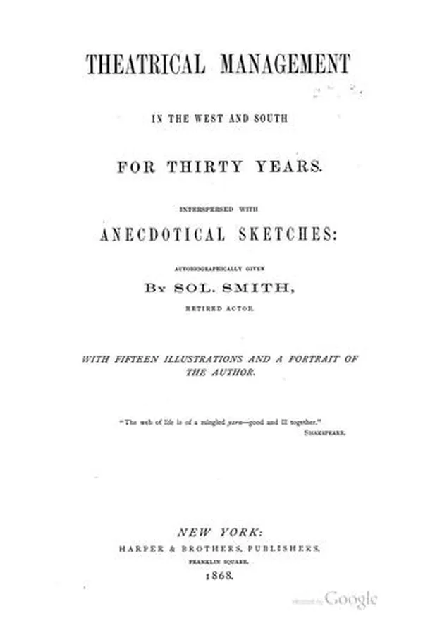 Capa de Theatrical management in the West and South for thirty years