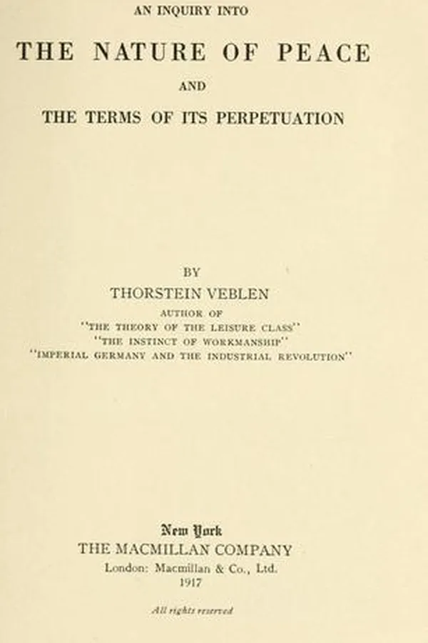 Capa de An inquiry into the nature of peace and the terms of its perpetuation