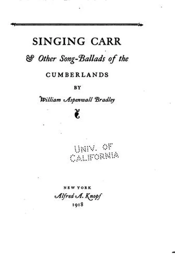 Capa de Singing Carr & other song-ballads of the Cumberlands
