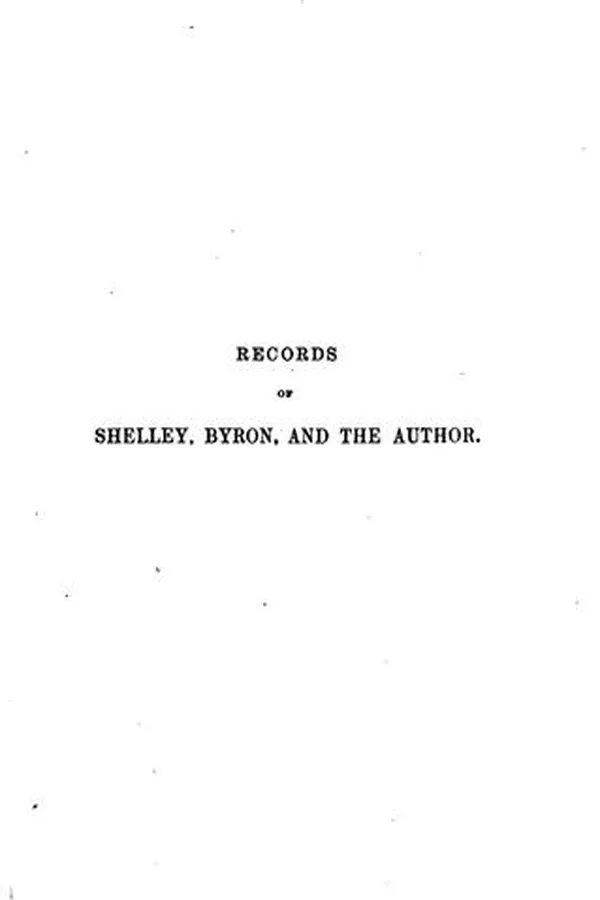 Capa de Recollections of the last days of Shelley and Byron