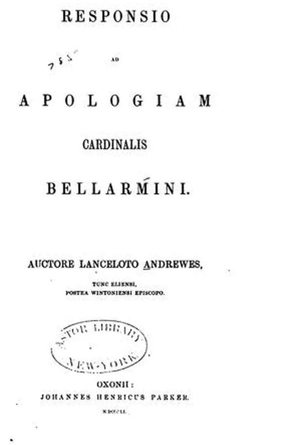 Capa de Responsio ad Apologiam Cardinalis Bellarmini