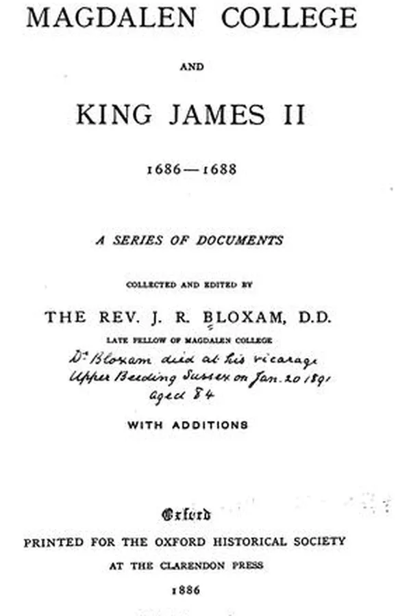 Capa de Magdalen college and King James II., 1686-1688