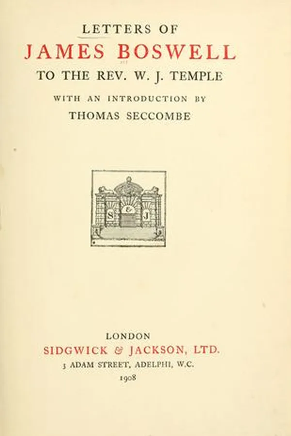 Capa de Letters of James Boswell to the Rev. W.J. Temple