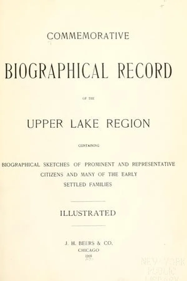 Capa de Commemorative biographical record of the upper lake region