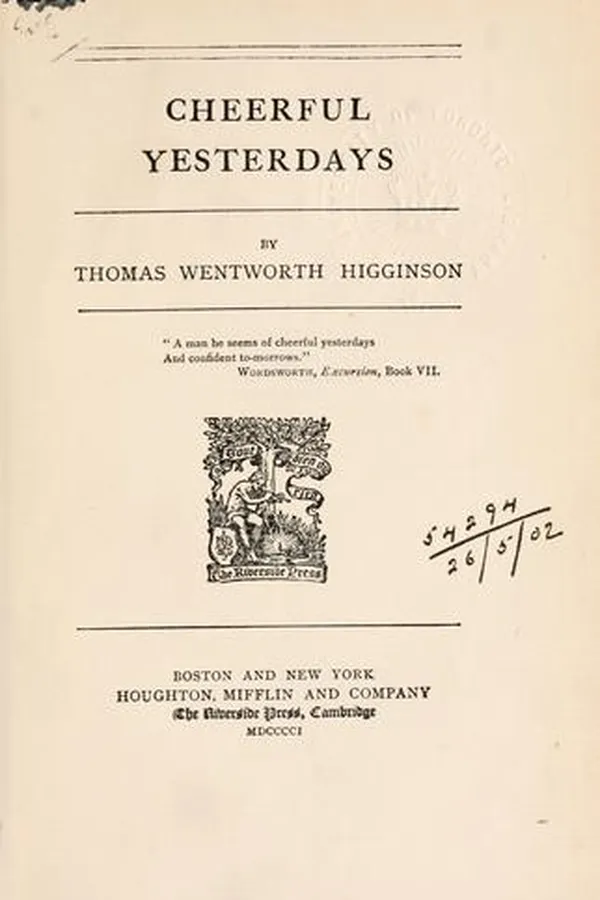 Cover of Cheerful yesterdays