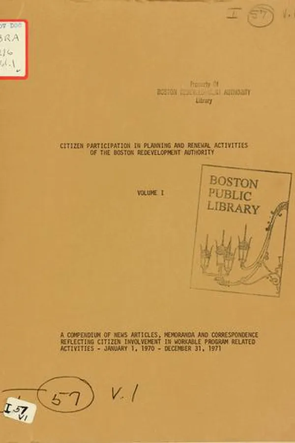 Capa de Citizen participation in planning and renewal activitites of the Boston redevelopment authority, volume ii