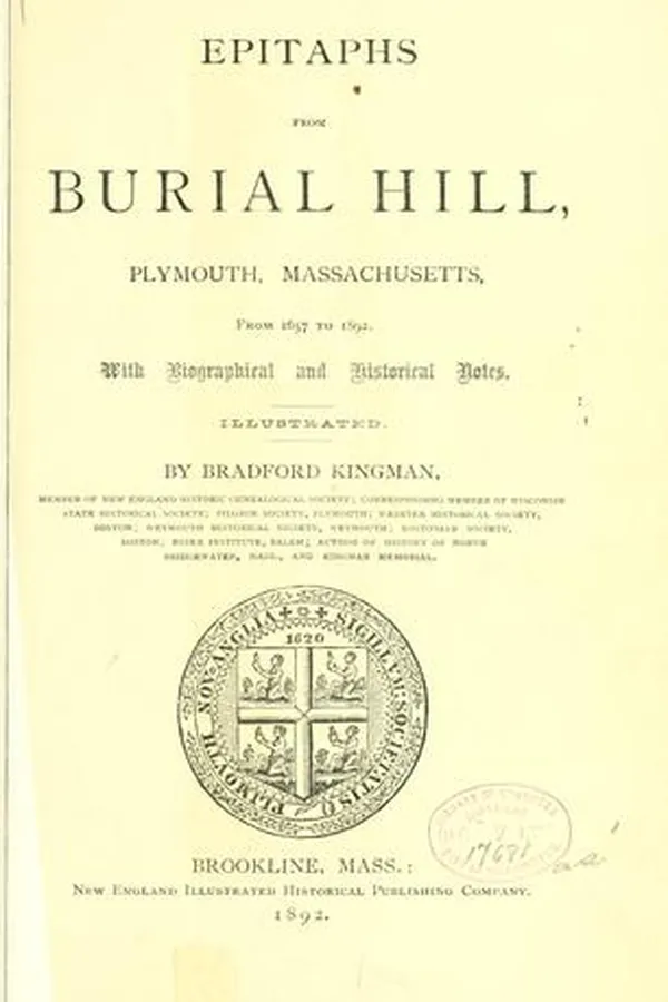 Capa de Epitaphs from Burial Hill, Plymouth, Massachusetts, from 1657 to 1892