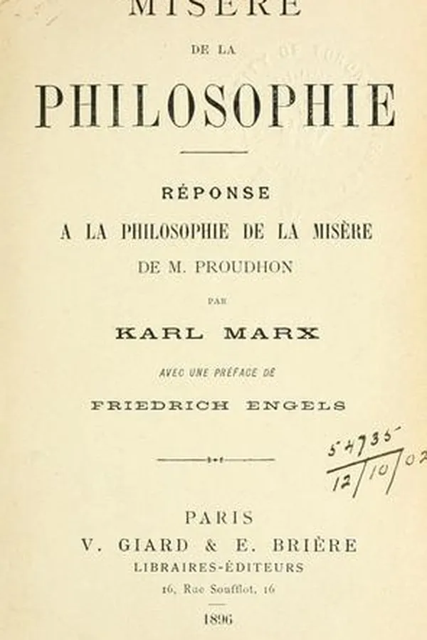 Capa de Misère de la philosophie