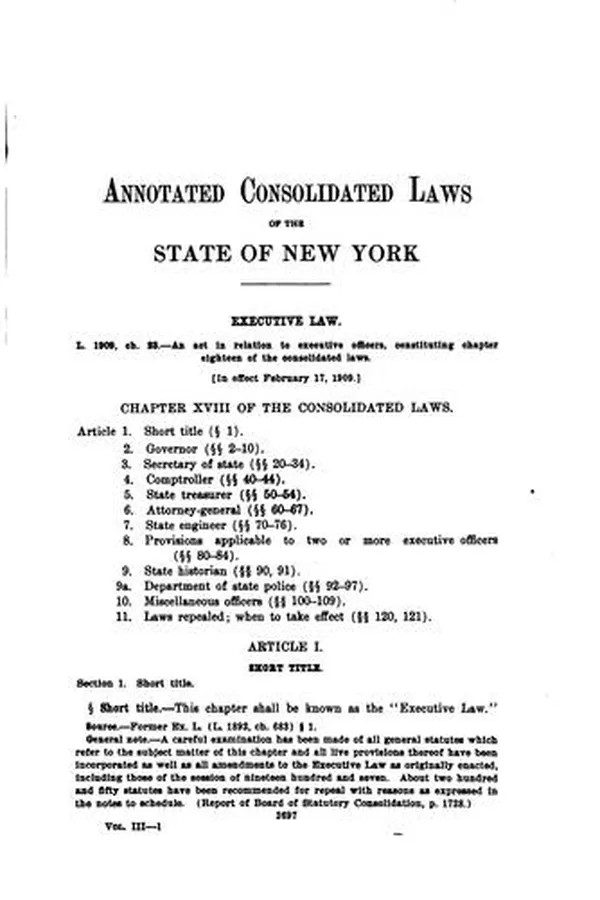 Capa de Annotated Consolidated Laws of the State of New York as Amended to January 1 ...
