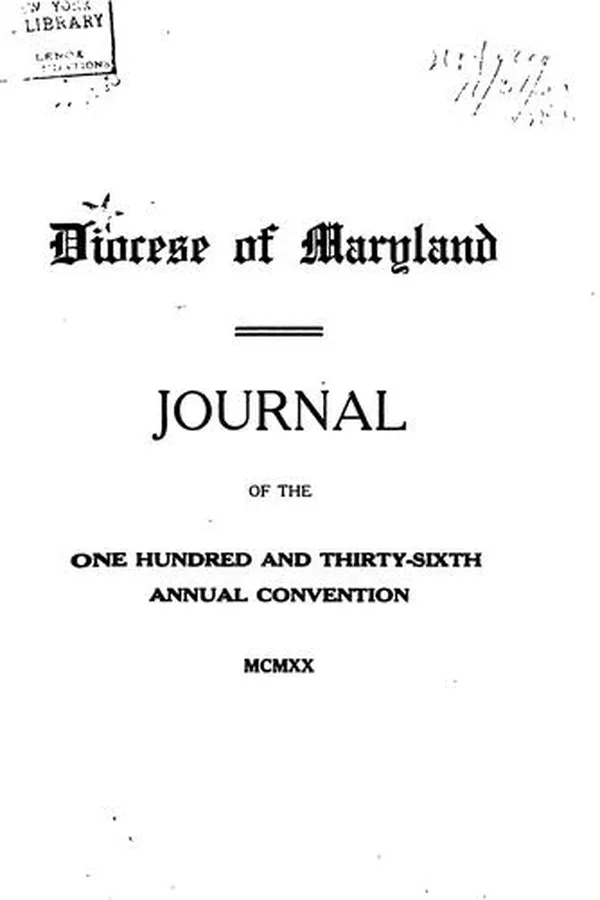 Capa de Journal of the ... Annual Convention, Diocese of Maryland