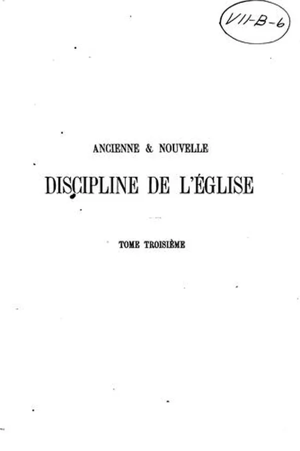 Capa de Ancienne & nouvelle discipline de l'Eglise