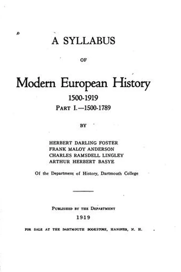 Capa de A Syllabus of Modern European History, 1500-1919 ...