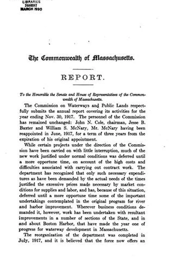 Capa de Annual Report of the Commission on Waterways and Public Lands ...