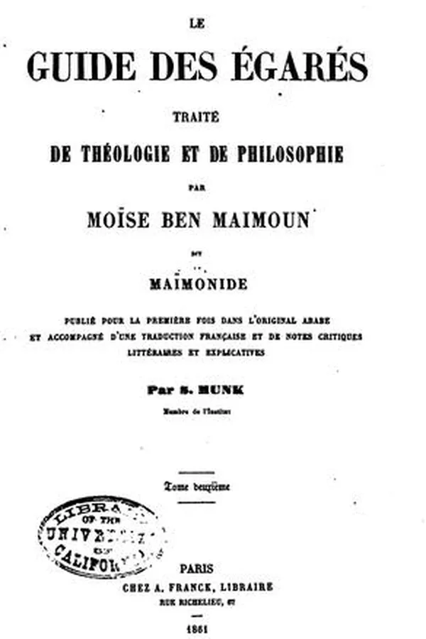 Capa de Le guide des égarés: traité de théologie et de philosophie, par Moïse ben Maimoun, dit Maïmonide