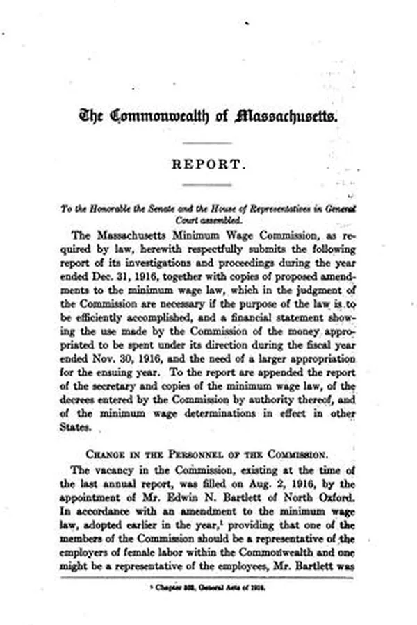 Capa de Annual Report of the Minimum Wage Commission of Massachusetts