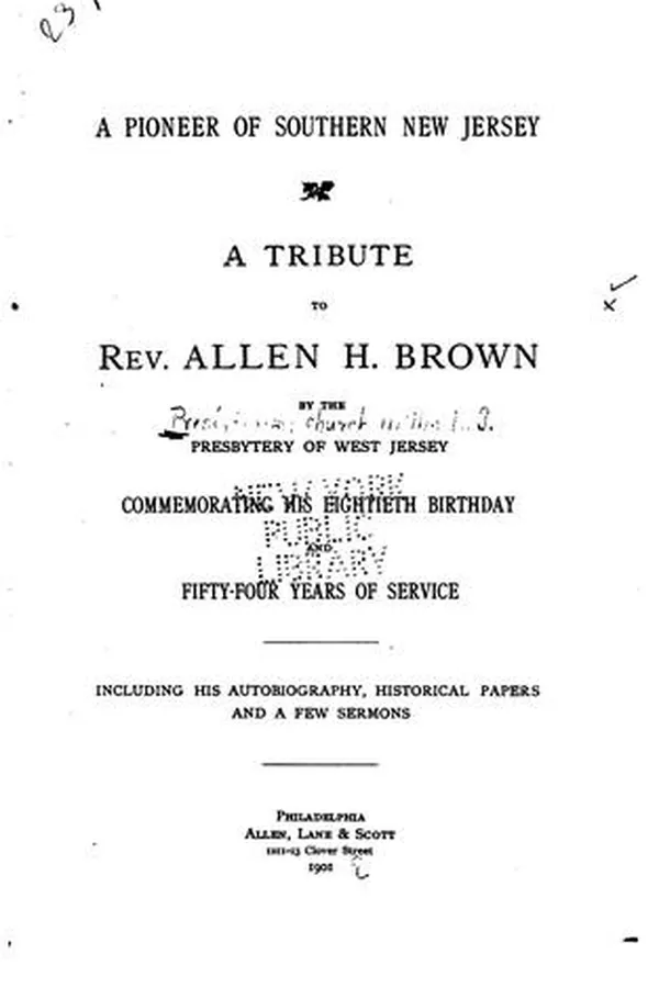 Capa de A Pioneer of Southern New Jersey: A Tribute to Rev. Allen H. Brown