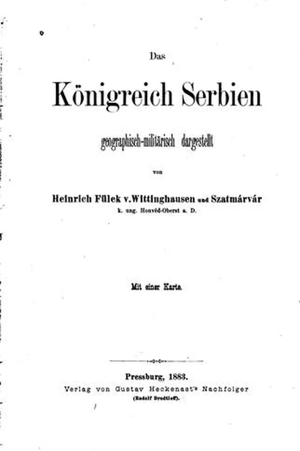 Capa de Das Königreich Serbien geographisch-militärisch dargestellt