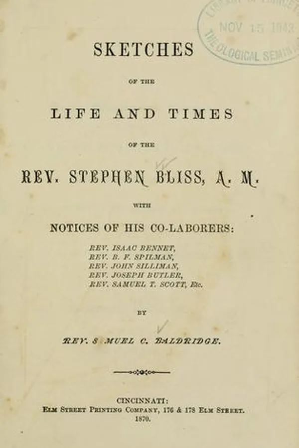 Capa de Sketches of the life and times of the Rev. Stephen Bliss, A.M