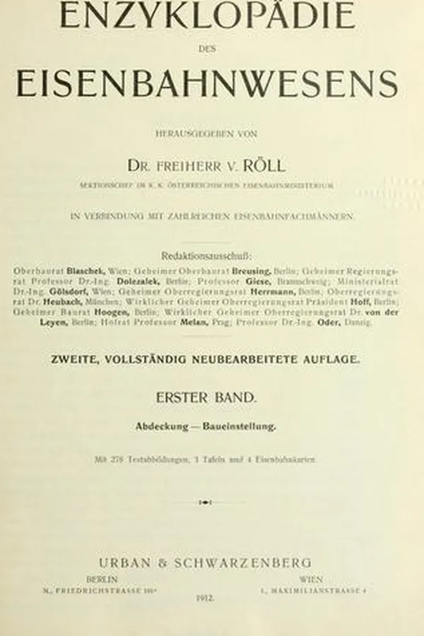 Capa de Enzyklopädie des Eisenbahnwesens, 2e Auflage, Band 1
