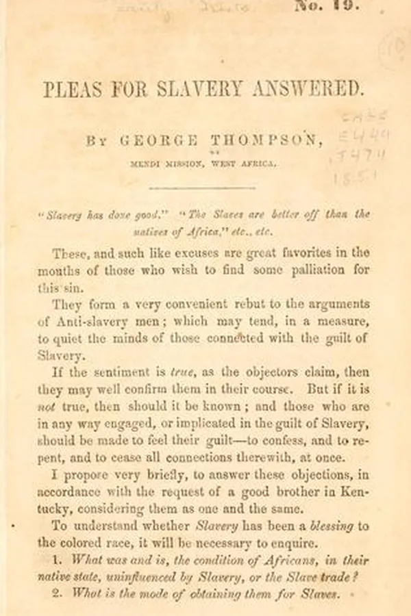 Capa de Pleas for slavery answered