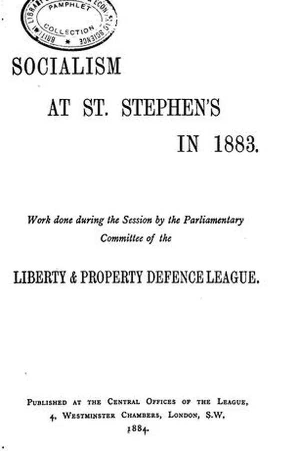 Cover of Socialism at St. Stephen's in 1883
