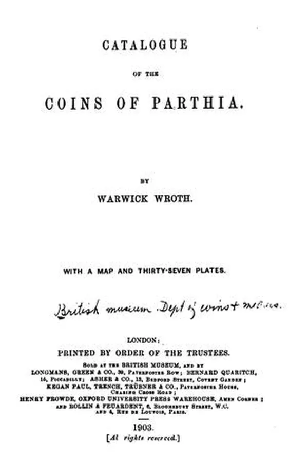 Capa de Catalogue of the Coins of Parthia