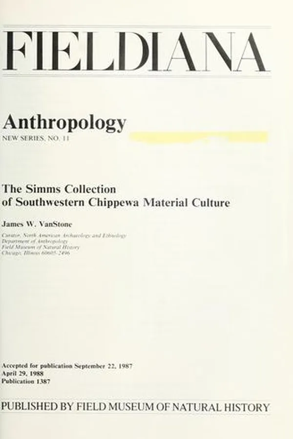 Capa de The Simms collection of Southwestern Chippewa material culture