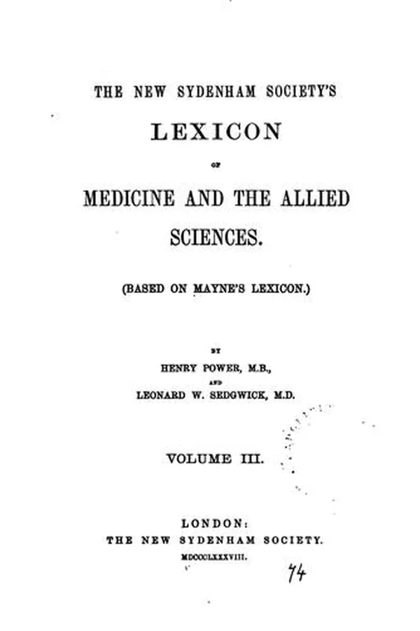 Capa de The New Sydenham Society's Lexicon of Medicine and the Allied Sciences: (based on Mayne's Lexicon)