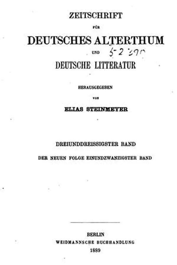 Capa de Zeitschrift für deutsches Alterthum und deutsche Literatur