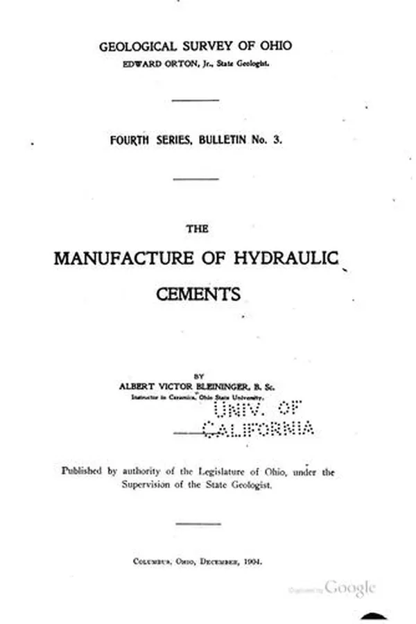 Capa de The Manufacture of Hydraulic Cements