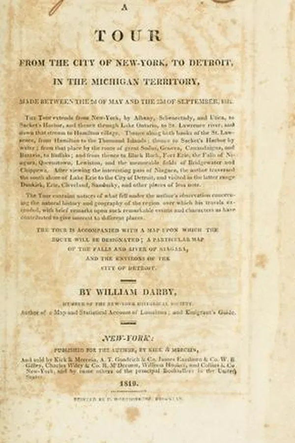 Capa de A tour from the city of New York, to Detroit, in the Michigan Territory, made between the 2d of May and the 22d of September, 1818