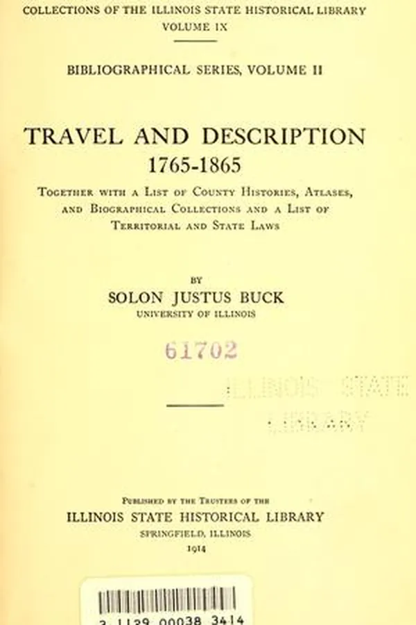 Capa de Travel and description, 1765-1865