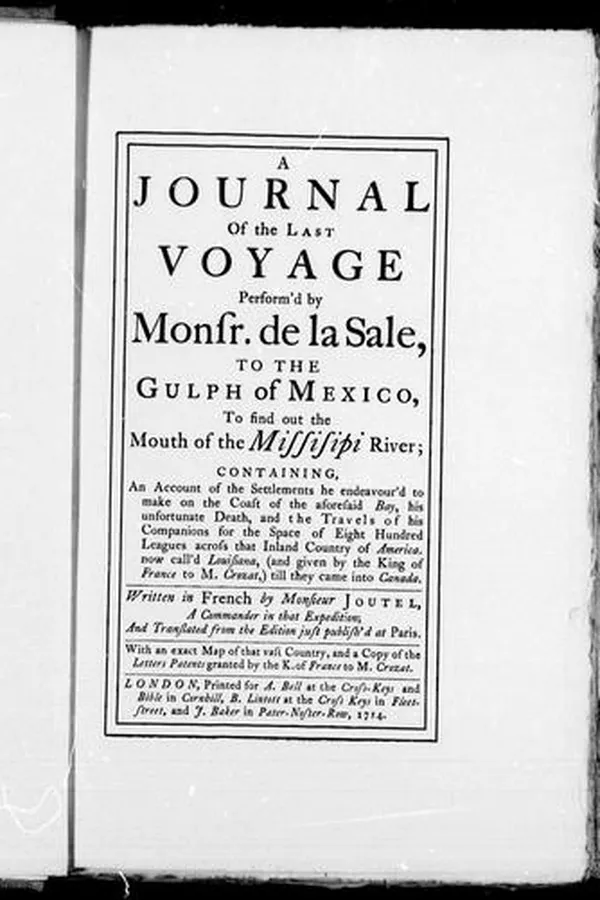 Capa de Joutel's journal of La Salle's last voyage