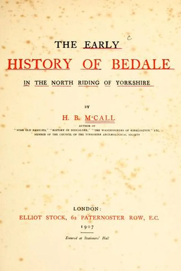 Capa de The early history of Bedale in the North riding of Yorkshire