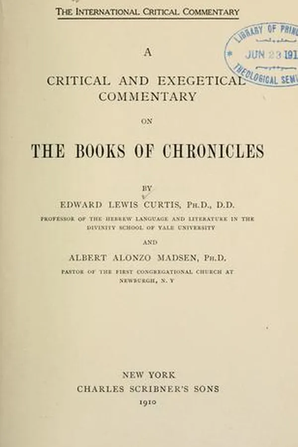 Capa de A critical and exegetical commentary on the books of Chronicles