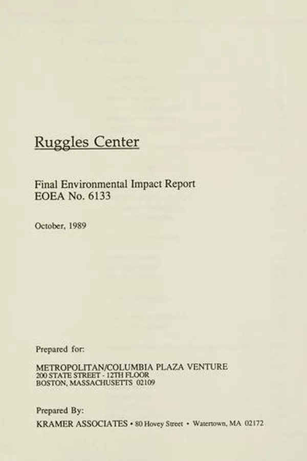 Capa de Ruggles center, final environmental impact report, eoea no. 6133