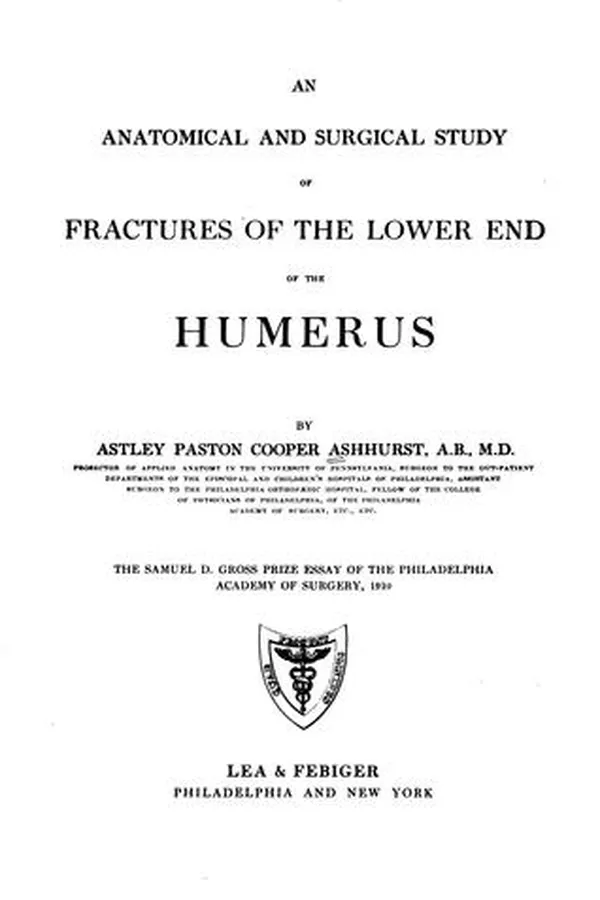 Capa de An anatomical and surgical study of fractures of the lower end of the humerus