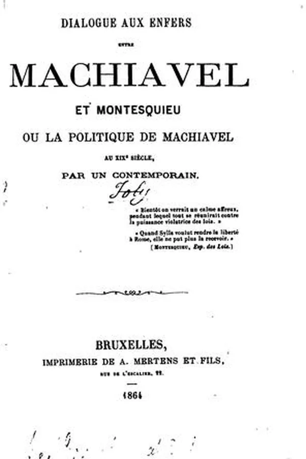 Capa de Dialogue aux enfers entre Machiavel et Montesquieu ou La politique de ..