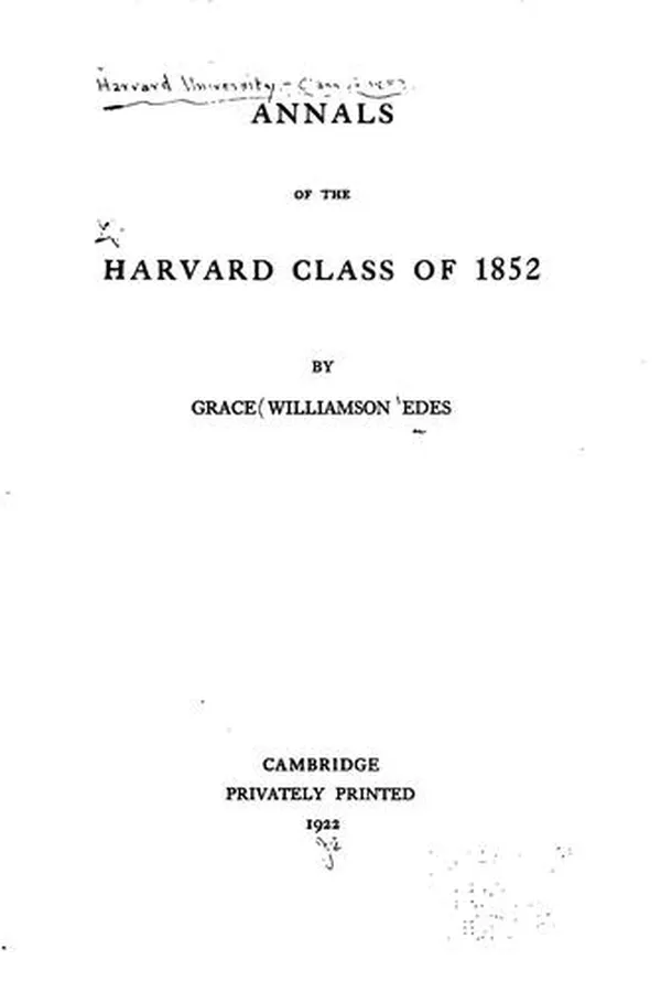 Capa de Annals of the Harvard Class of 1852