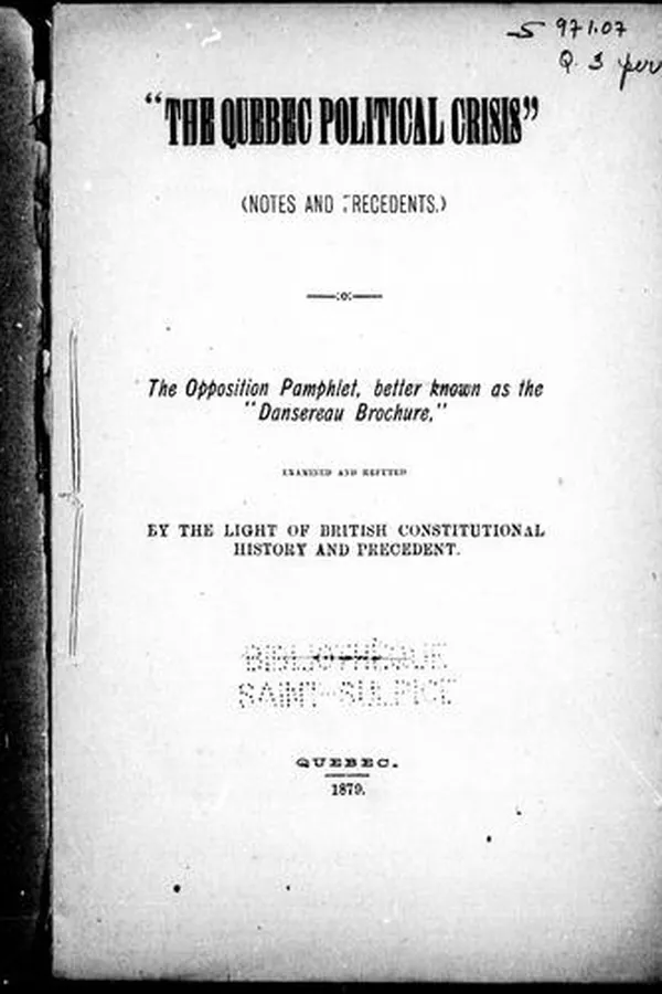 Capa de "The Quebec political crisis" (notes and precedents)