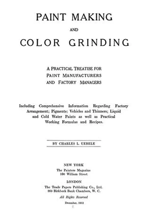 Cover of Paint making and color grinding