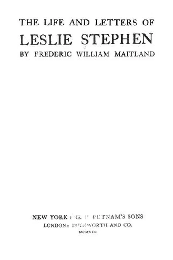 Capa de The life and letters of Leslie Stephen