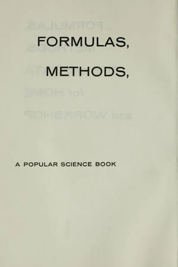 Capa de Formulas, Methods.Tips, and Data For Home and Workshop
