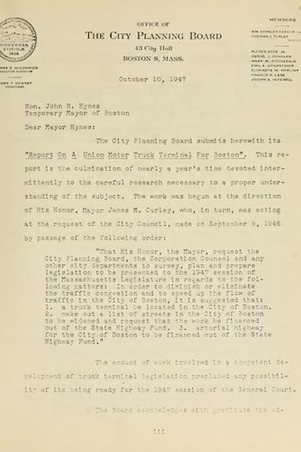 Capa de Report on a union motor truck terminal for Boston
